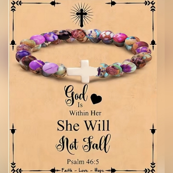 Cross Bracelet Confirmation Gifts, Christian Gifts. Natural stone… - Picture 2 of 10